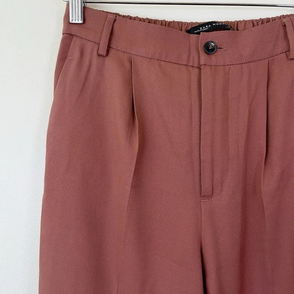 Zara Tapered Pleated Brown Trouser - Picture 3 of 10